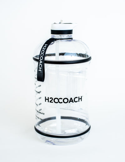 Gallon Water Bottle with Straw- BPA Free - 128 oz - Two Lids - H2OCoach