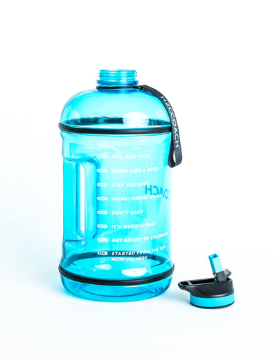 Gallon Water Bottle with Straw- BPA Free - 128 oz - Two Lids - H2OCoach