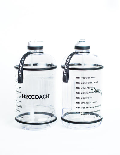 Gallon Water Bottle with Straw- BPA Free - 128 oz - Two Lids - H2OCoach