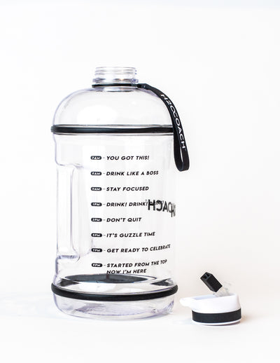 Gallon Water Bottle with Straw- BPA Free - 128 oz - Two Lids - H2OCoach