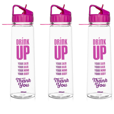 H2OCOACH Drink Up Time Marked Water Bottle with Straw - 30 oz