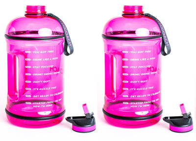 Gallon Water Bottle with Straw- BPA Free - 128 oz - Two Lids - H2OCoach