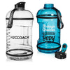 H2OCOACH One Gallon Water Bottle and Half Gallon Set - Transparent w. Black & Blue -2 Quantity