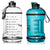 H2OCOACH One Gallon Water Bottle and Half Gallon Set - Transparent w. Black & Blue -2 Quantity