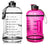 H2OCOACH One Gallon Water Bottle and Half Gallon Set - Transparent w. Black & Hot Pink -2 Quantity