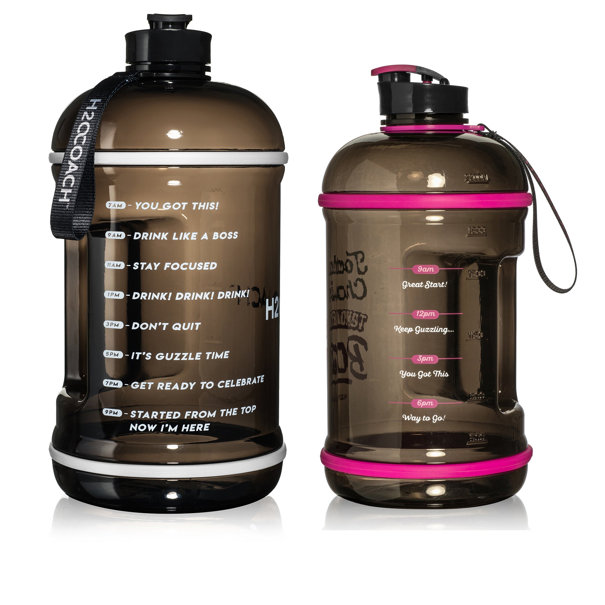 H2OCOACH One Gallon Water Bottle and Half Gallon Set - Pink & Hot Pink
